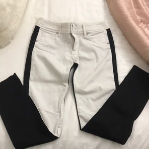 Hudson black and white color block skinny jeans